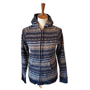 Ueno Shokai Japanese Brand Womens Full Zip Sequin Lined Hooded Sweater Medium